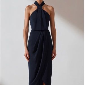NWT SHONA JOY CORE KNOT DRAPED DRESS - NAVY
